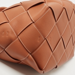 Pre Owned Loewe Brown Woven Leather Small Surplus Basket Bag