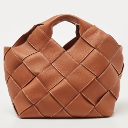 Pre Owned Loewe Brown Woven Leather Small Surplus Basket Bag