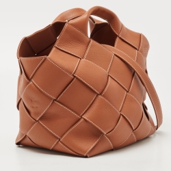Pre Owned Loewe Brown Woven Leather Small Surplus Basket Bag