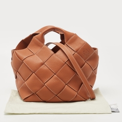 Pre Owned Loewe Brown Woven Leather Small Surplus Basket Bag