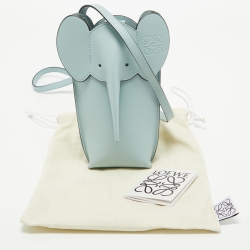 Pre Owned Loewe Aqua Leather Elephant Pocket Phone Holder Bag