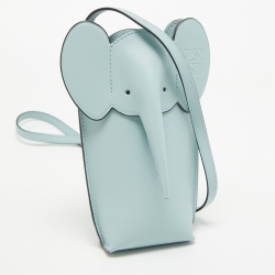 Pre Owned Loewe Aqua Leather Elephant Pocket Phone Holder Bag