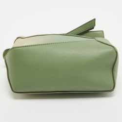 Pre Owned Loewe Pastel Green Leather Mini Degrade Puzzle Shoulder Bag