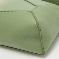 Pre Owned Loewe Pastel Green Leather Mini Degrade Puzzle Shoulder Bag