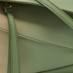 Pre Owned Loewe Pastel Green Leather Mini Degrade Puzzle Shoulder Bag