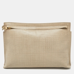 Loewe Beige Leather T Slim Pouch