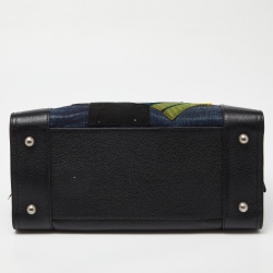 Pre Owned Loewe x Junya Watanabe Multicolor Leather,Denim and Suede Amazona 35 Patchwork Bag