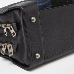 Pre Owned Loewe x Junya Watanabe Multicolor Leather,Denim and Suede Amazona 35 Patchwork Bag