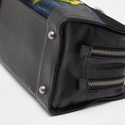 Pre Owned Loewe x Junya Watanabe Multicolor Leather,Denim and Suede Amazona 35 Patchwork Bag