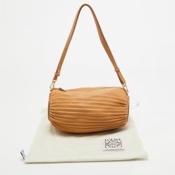 Pre Owned Loewe Tan Pleated Leather Bracelet Pouch