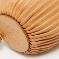 Pre Owned Loewe Tan Pleated Leather Bracelet Pouch