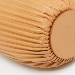 Pre Owned Loewe Tan Pleated Leather Bracelet Pouch