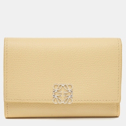 Loewe Yellow Leather Anagram Trifold Wallet