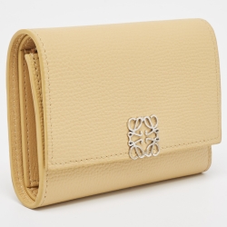 Loewe Yellow Leather Anagram Trifold Wallet