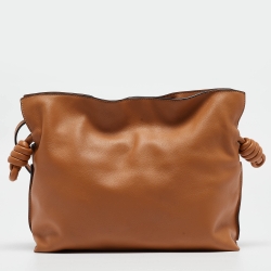 Pre Owned Loewe Brown Leather Medium Flamenco Clutch