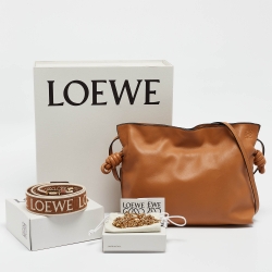 Pre Owned Loewe Brown Leather Medium Flamenco Clutch