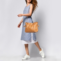 Pre Owned Loewe Brown Leather Medium Flamenco Clutch