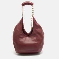 مملوكة مسبقًا Loewe Burgundy Leather Squeeze Bag