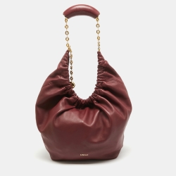 Pre Owned Loewe Burgundy Leather Squeeze Bag