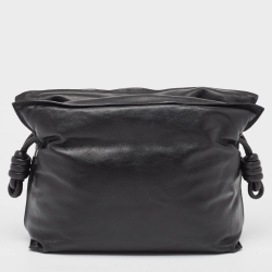 Loewe Black Leather Medium Flamenco Clutch Bag