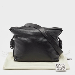 Loewe Black Leather Medium Flamenco Clutch Bag