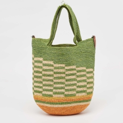 Pre Owned Loewe Multicolor Raffia Slit Rainbow Anagram Bag