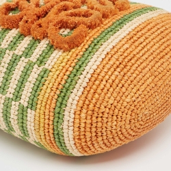 Pre Owned Loewe Multicolor Raffia Slit Rainbow Anagram Bag