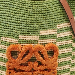 Pre Owned Loewe Multicolor Raffia Slit Rainbow Anagram Bag