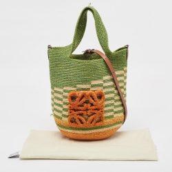 Pre Owned Loewe Multicolor Raffia Slit Rainbow Anagram Bag