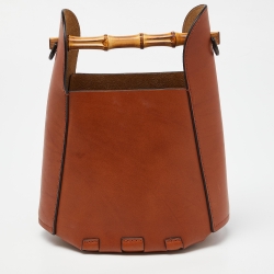 Loewe Brown Leather Bamboo Bucket Bag