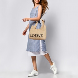 مملوكة مسبقًا Loewe x Paula's Ibiza Natural Raffia Medium  Loewe Front Tote