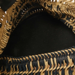 Pre Owned Loewe Black/Beige Suede and Leather Anagram Woven Fringe Tote