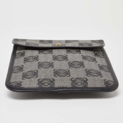 Pre Owned  Loewe Grey/Black Anagram Coated Canvas and Leather Crossbody Bag
