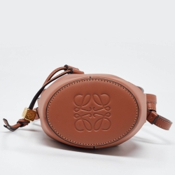 Pre Owned Loewe Brown Leather Nano Balloon Bucket Bag