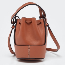 Pre Owned Loewe Brown Leather Nano Balloon Bucket Bag