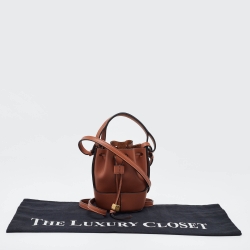 Pre Owned Loewe Brown Leather Nano Balloon Bucket Bag