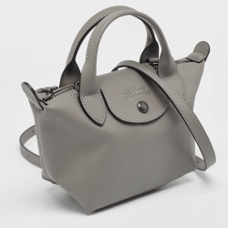 Pre Owned Longchamp Turtledove Leather Extra XS Le Pliage Tote