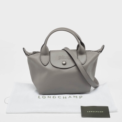 Pre Owned Longchamp Turtledove Leather Extra XS Le Pliage Tote