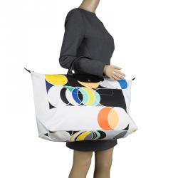 Pre Owned Longchamp Multicolor Printed Nylon Le Pliage Tote