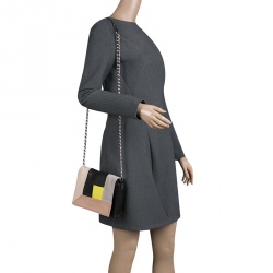 Pre Owned Longchamp Mutlicolor Leather Colorblock Art Walk Crossbody Bag