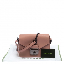 Pre Owned Longchamp Pink Leather Small Le Pliage Heritage Crossbody Bag 