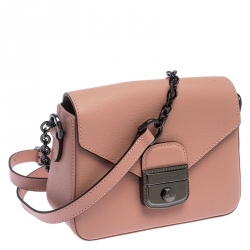 Pre Owned Longchamp Pink Leather Small Le Pliage Heritage Crossbody Bag 