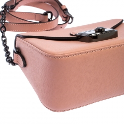 Pre Owned Longchamp Pink Leather Small Le Pliage Heritage Crossbody Bag 