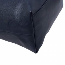 Pre Owned Longchamp Navy Blue Leather Le Foulonne Hobo