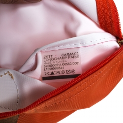 Pre Owned Longchamp Orange Nylon and Leather Medium Le Pliage Tote