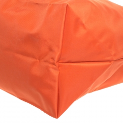 Pre Owned Longchamp Orange Nylon and Leather Medium Le Pliage Tote