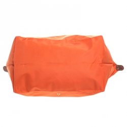 Pre Owned Longchamp Orange Nylon and Leather Medium Le Pliage Tote