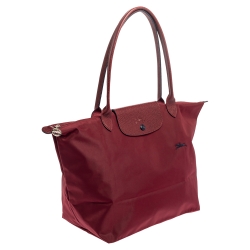 Pre Owned Longchamp Burgundy Nylon Le Pliage Tote