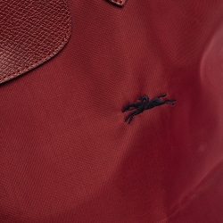 Pre Owned Longchamp Burgundy Nylon Le Pliage Tote