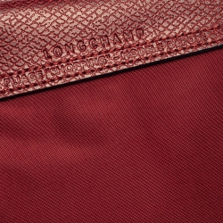 Pre Owned Longchamp Burgundy Nylon Le Pliage Tote